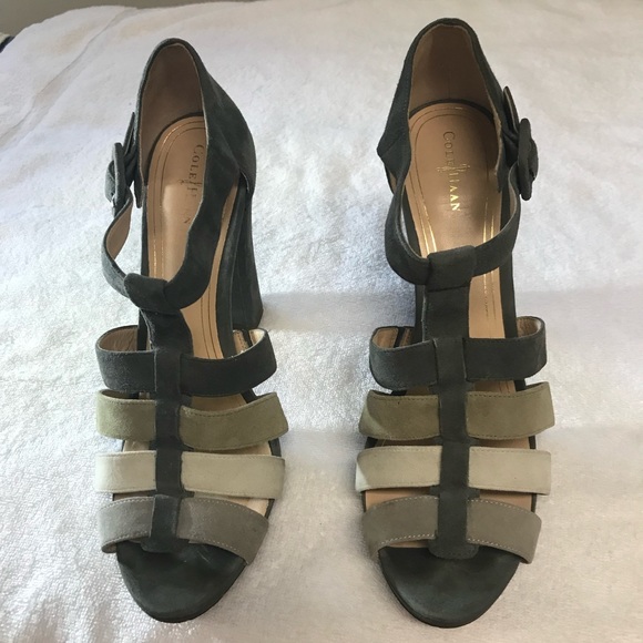 COLE HAAN CHELSEA SUEDE T-STRAP SANDAL MULTICOLOR SUEDE Heels Size 11 - Picture 12 of 12